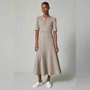 ME+EM Checkered Jacquard Ponte Bias Panel Dress, Size 8